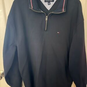 Tommy Hilfiger Black Men's Half-Zip Pullover with Logo